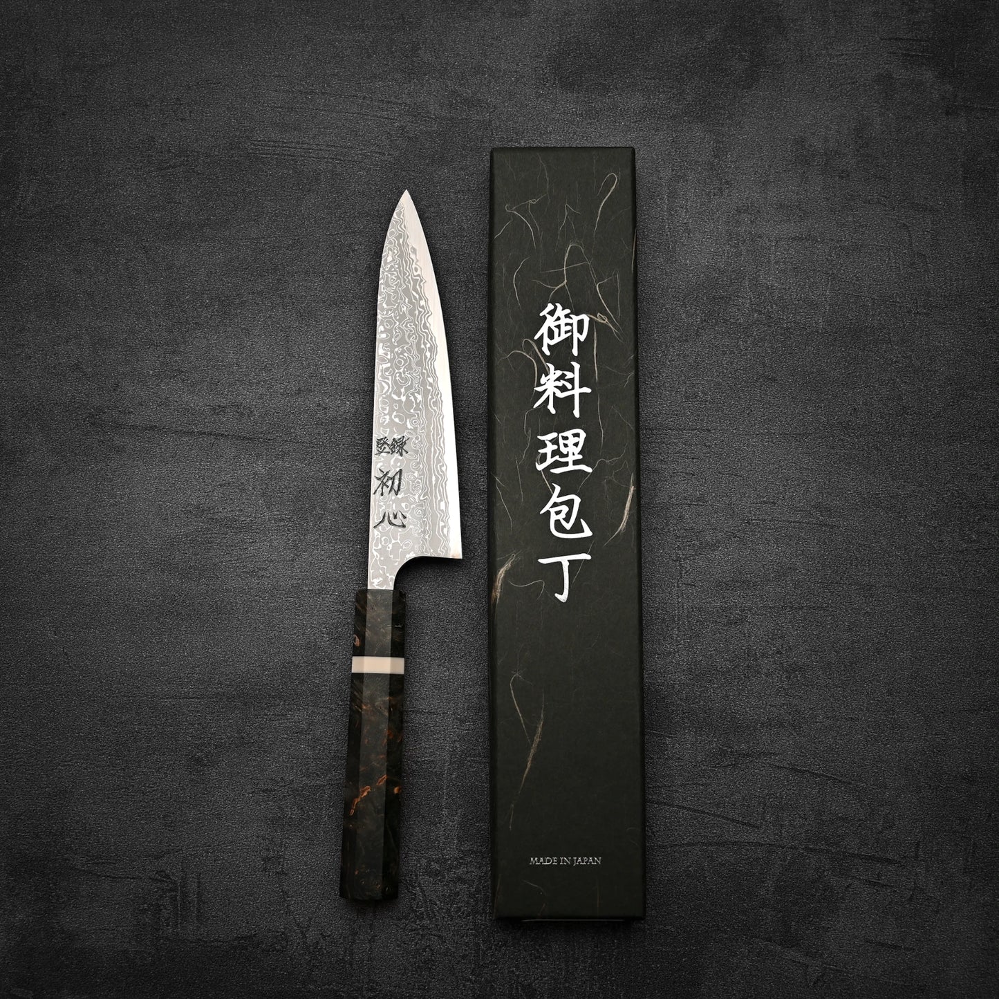 初心×やうじダマスカス青紙2号片刃ペティナイフ150mm