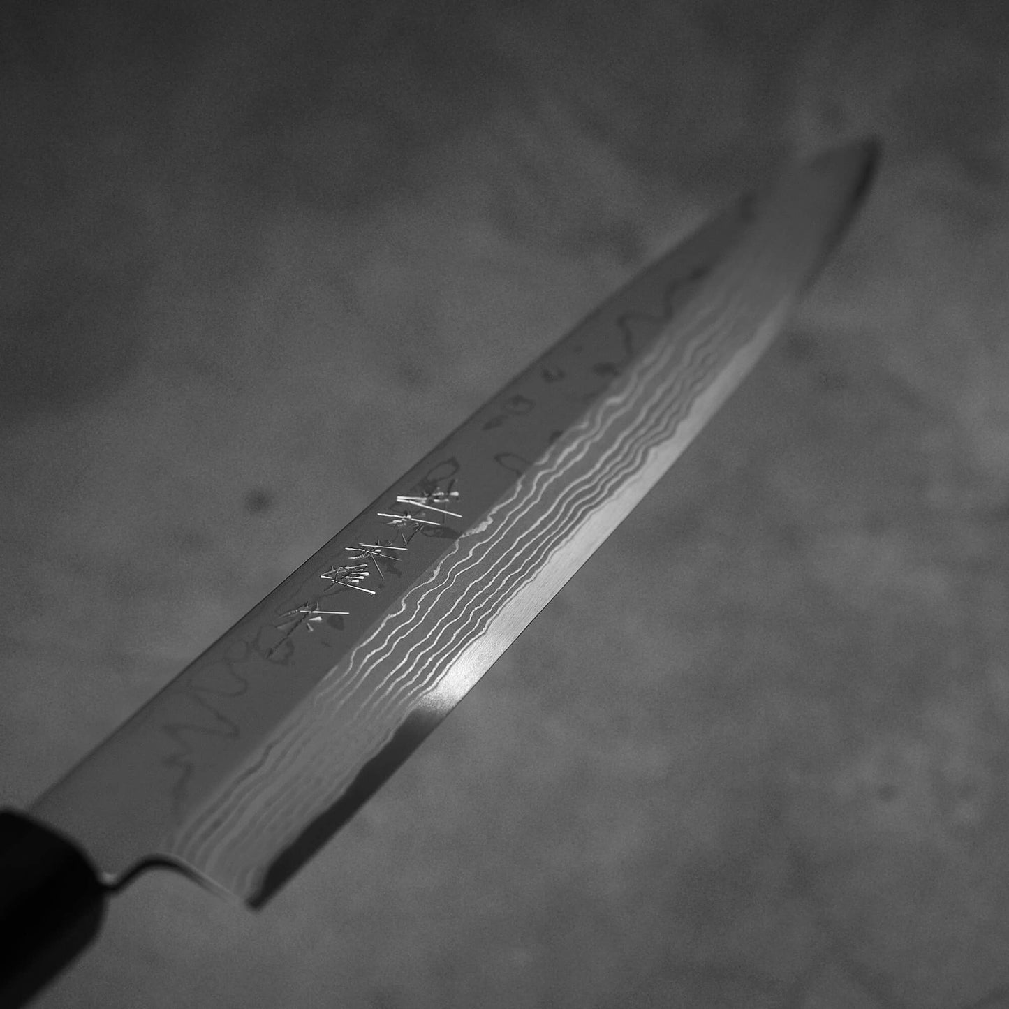 A different angle on the Hideo Kitaoka damascus shirogami#2 yanagiba 270mm