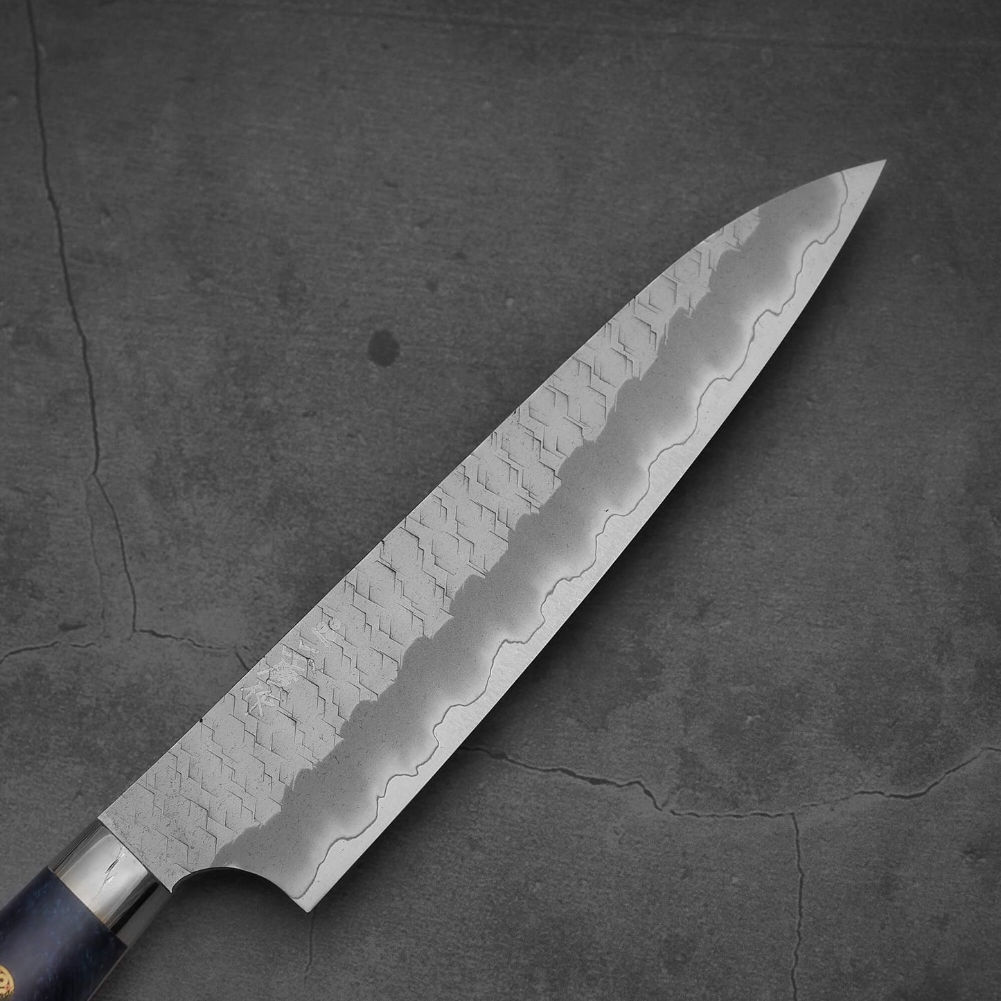 Top view of the blade of Nigara tsuchime SG2 petty knife 150mm