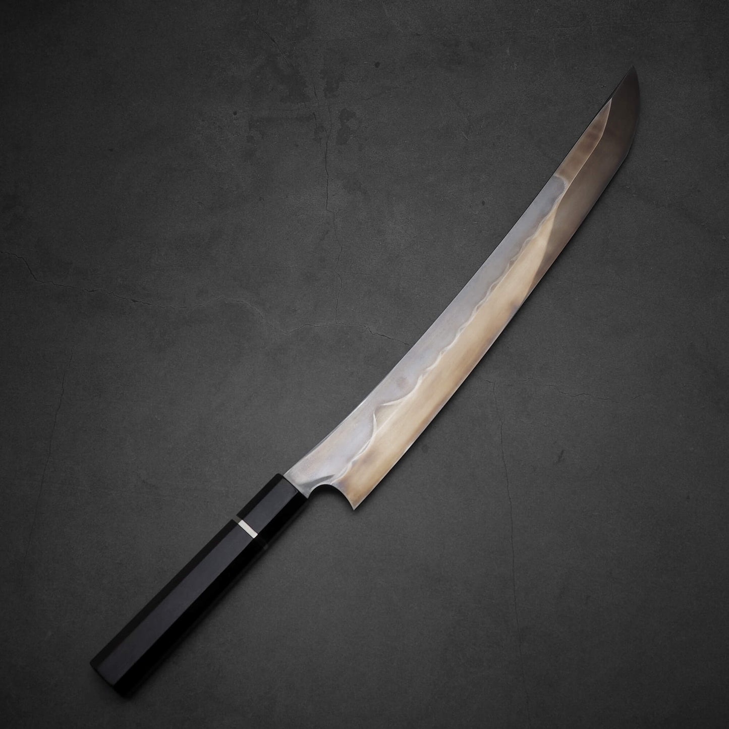 Top view of Nigara shirogami#1 mizuhonyaki sakimaru yanagiba