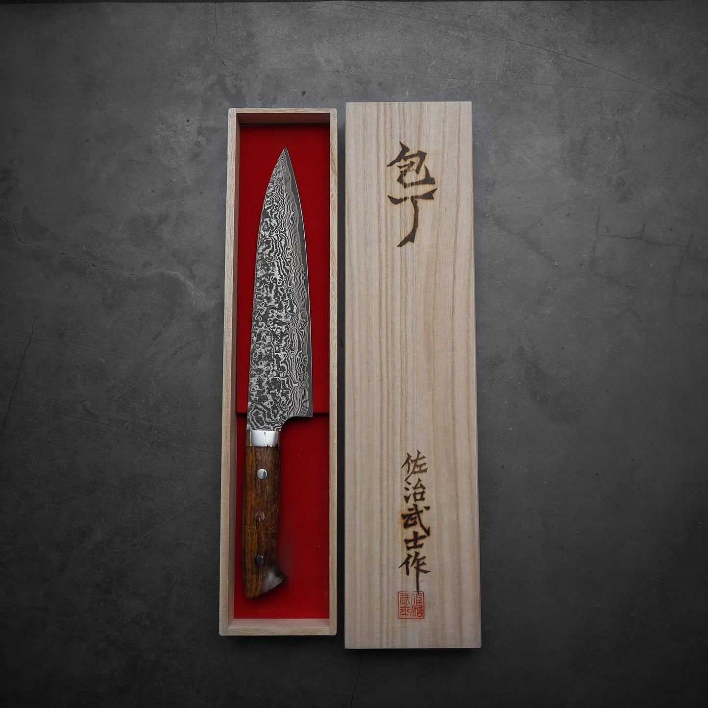 Takeshi Saji black damascus SG2 gyuto ironwood 210mm