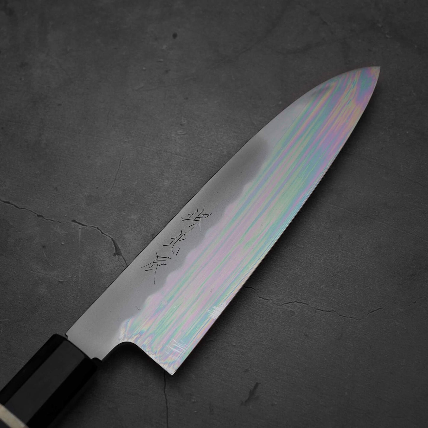 Top view of the blade of Yoshikazu Ikeda shirogami#3 santoku 165mm