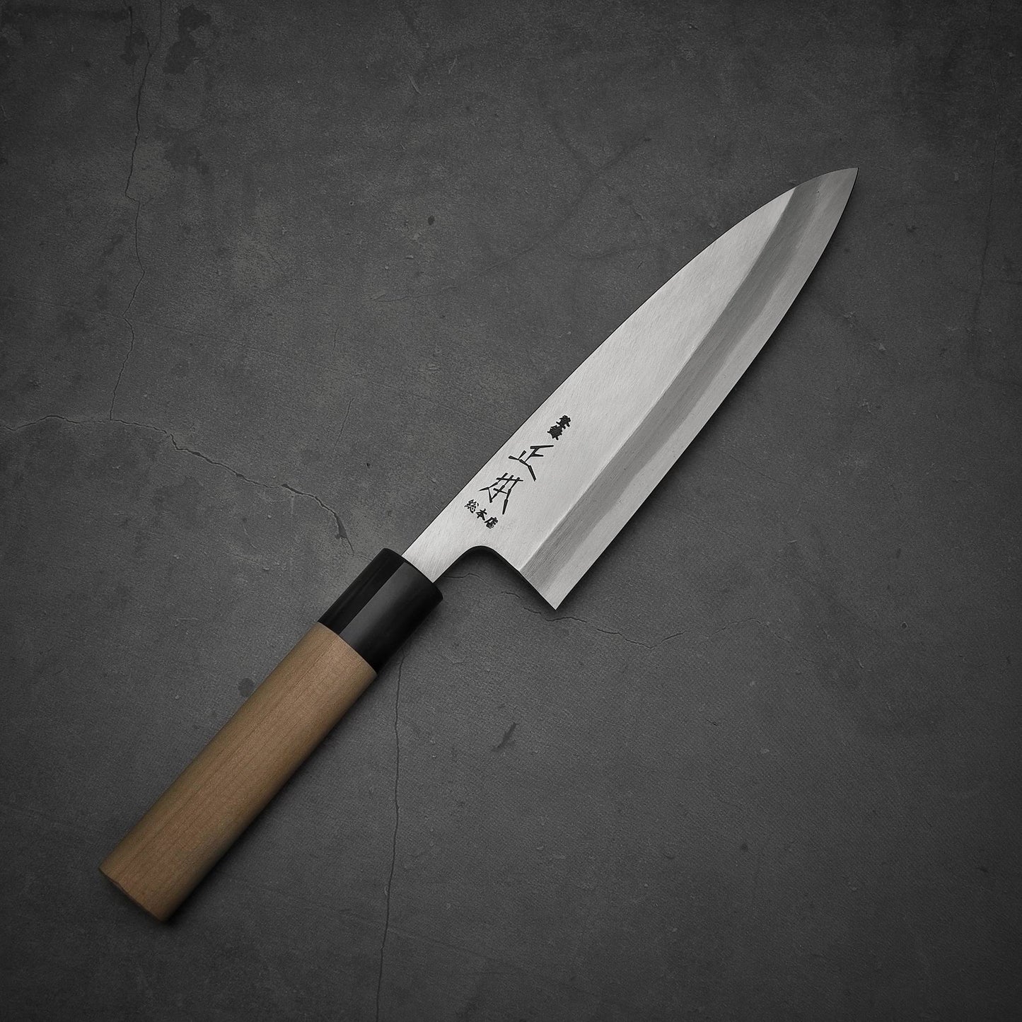 Top view of Masamoto KS shirogami#2 ai-deba knife