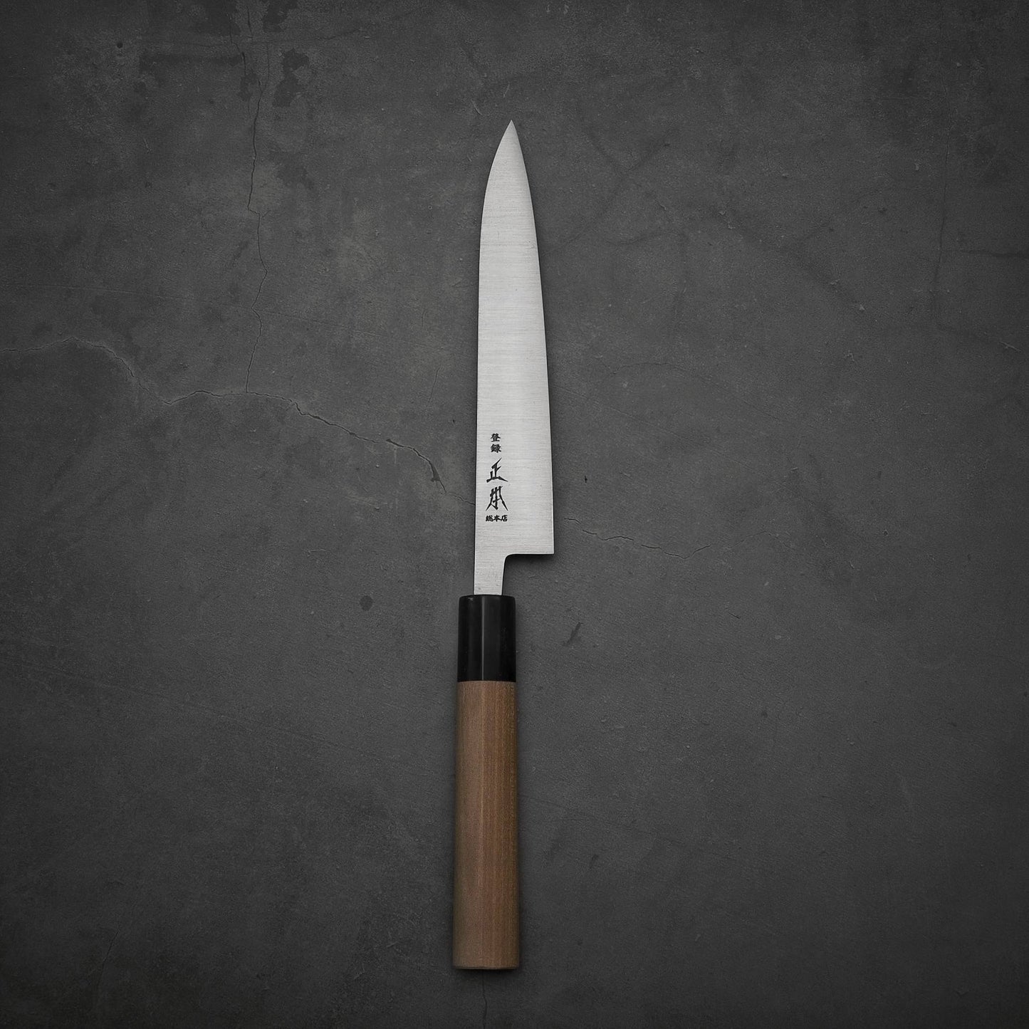 Top view of Masamoto KS shirogami#2 petty knife in vertical position