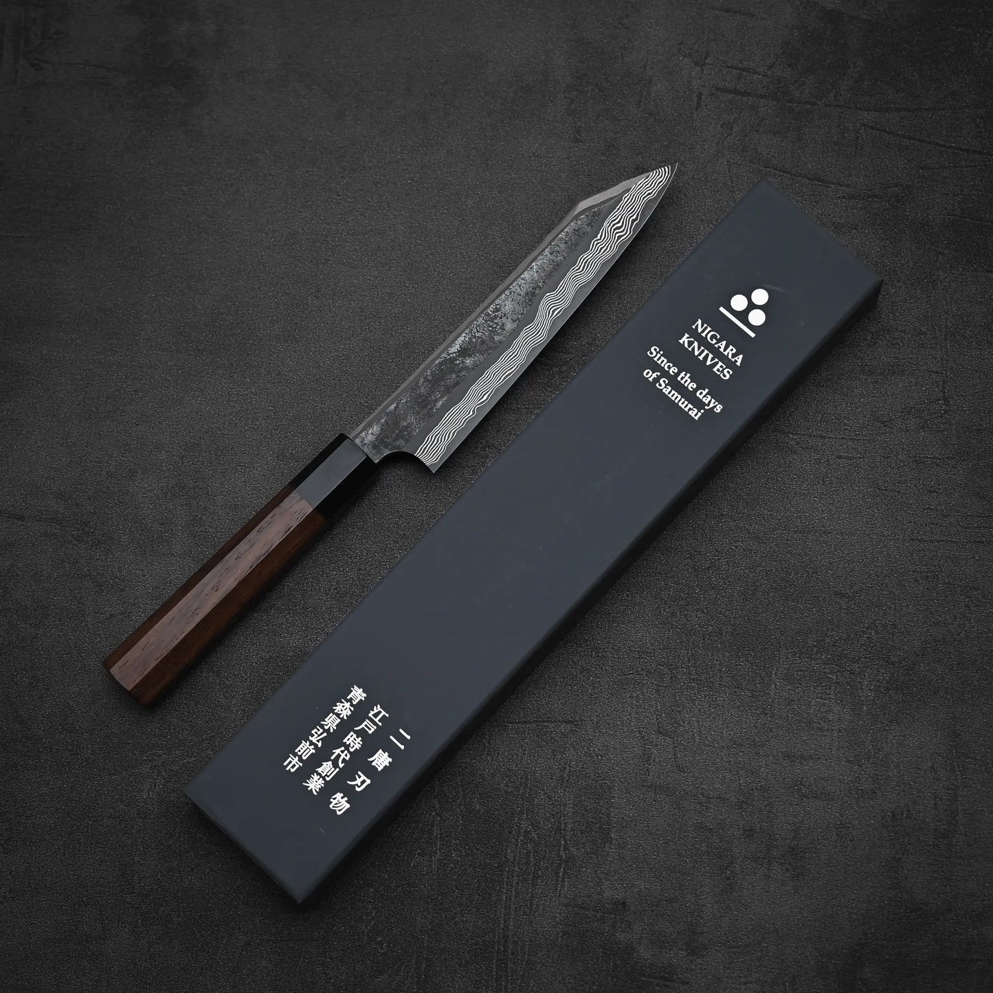 黒染銀三ダマスカス切付ペティナイフ 150mm