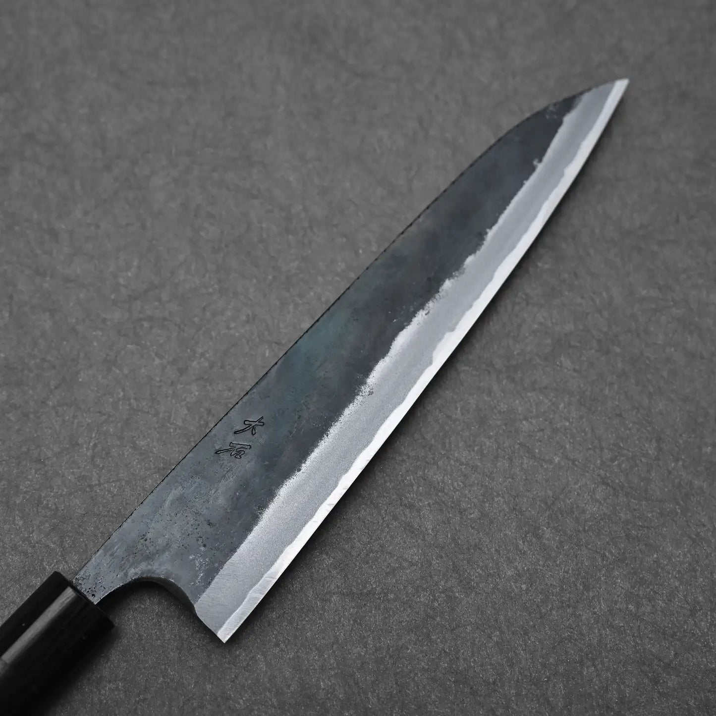 Close-up shot of the Ohishi aogami#1 chef's knife