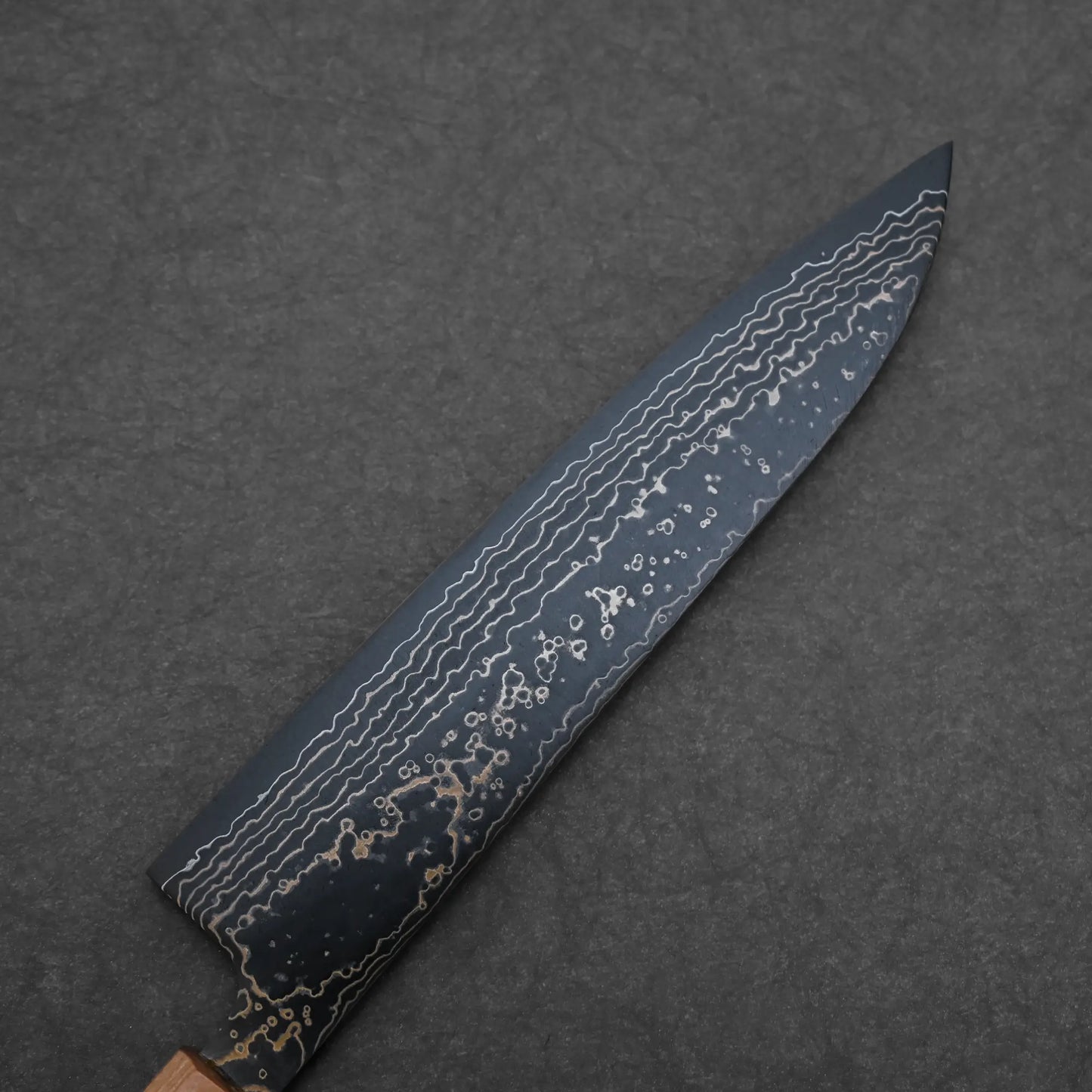210mm Takeshi Saji knife VG10 Gold damascus gyuto left side view