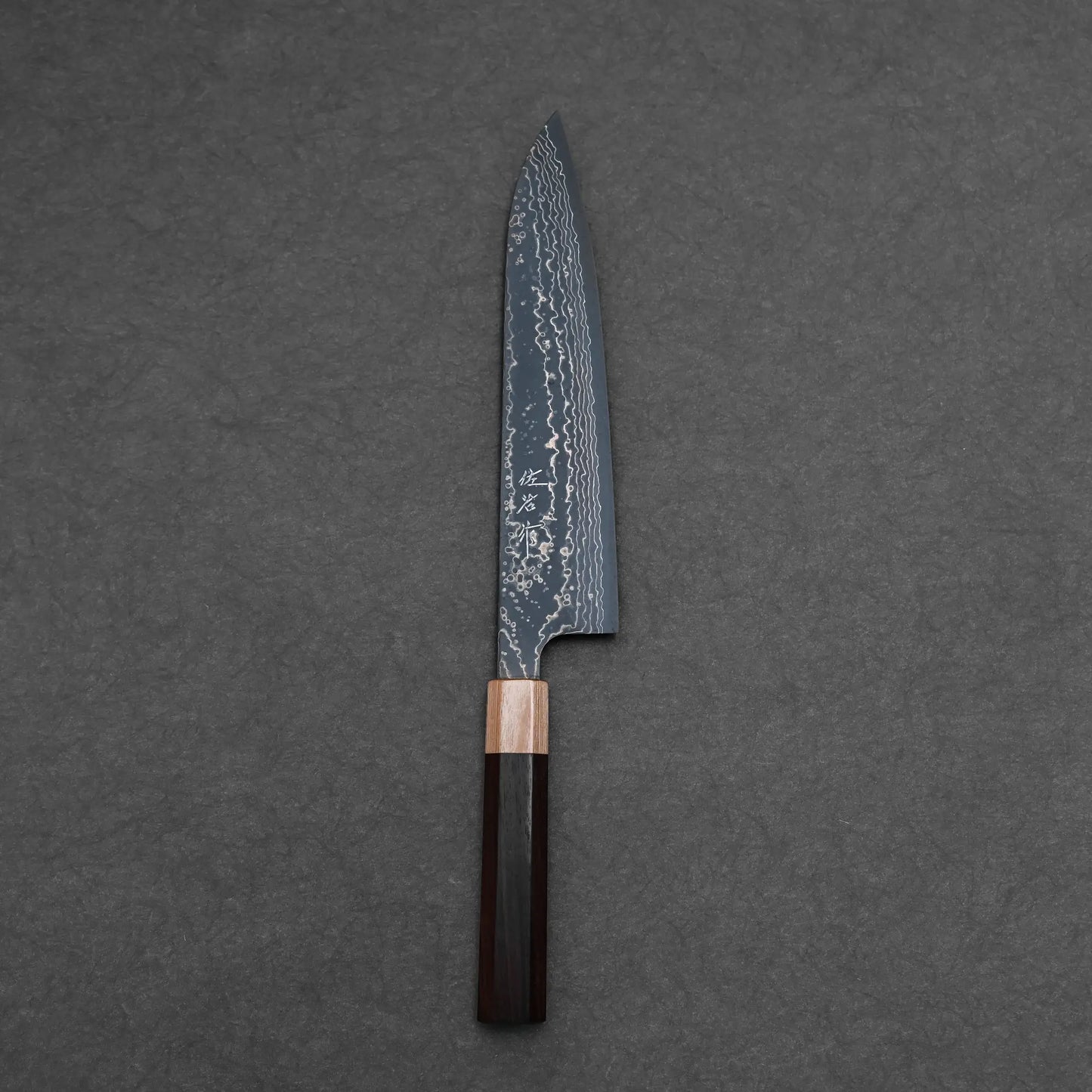 210mm Takeshi Saji knife VG10 Gold damascus gyuto primary side view