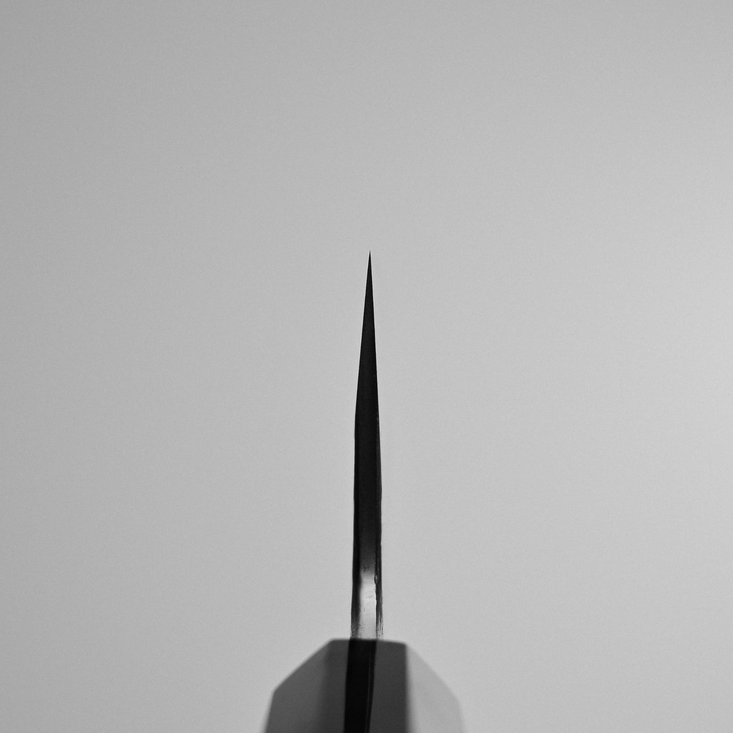 Choil shot of Yoshihide Masuda shirogami#2 damascus tall gyuto knife