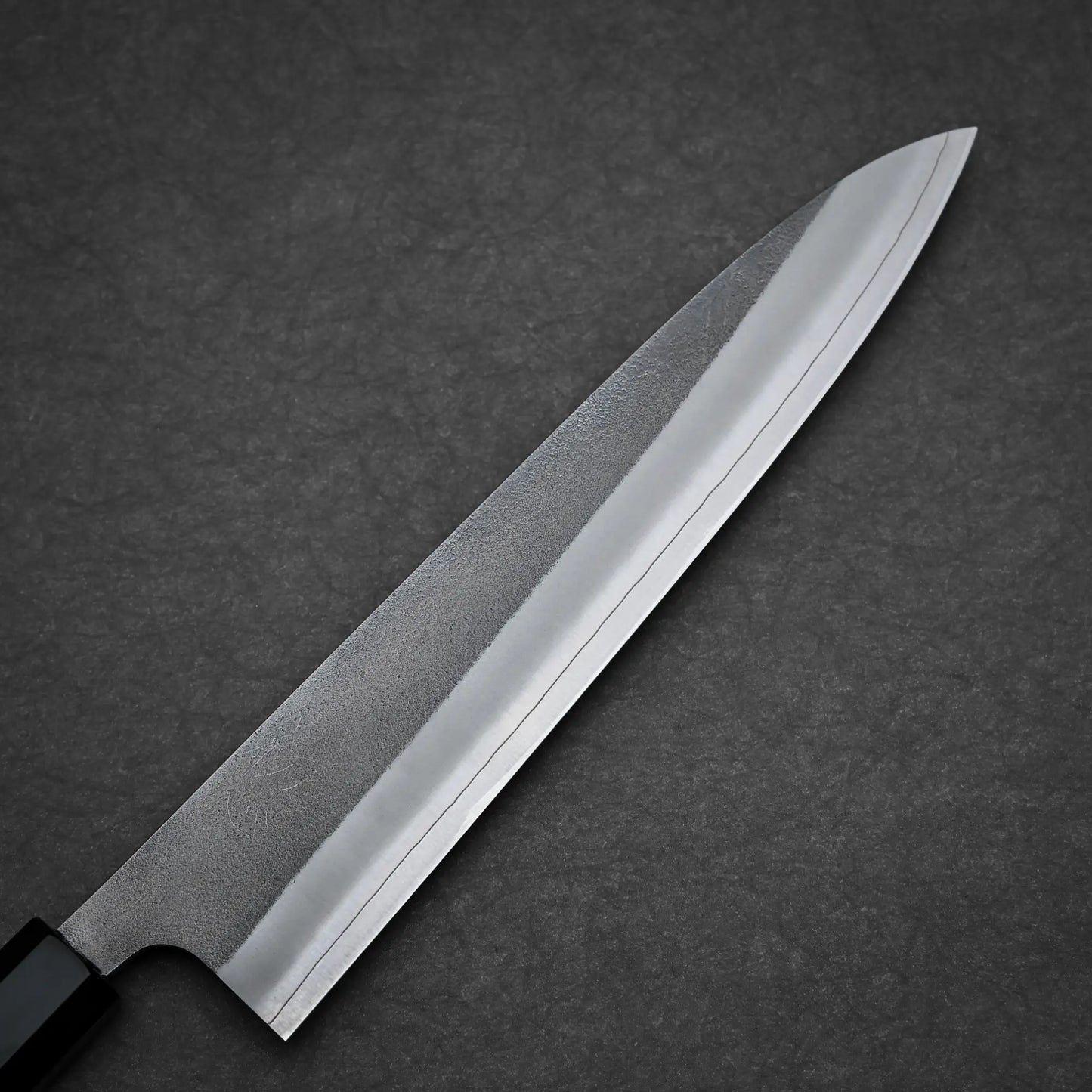 240mm Hatsukokoro x Yoshikane nashiji SKD gyuto knife right side view showing nashiji finish