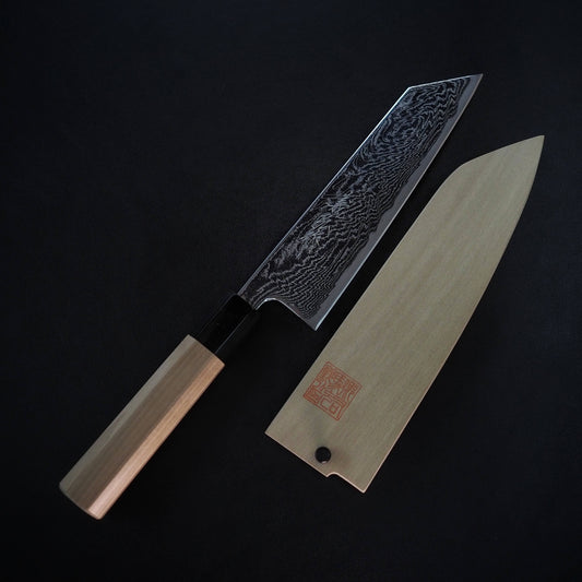 Yoshihiro AUS10 damascus nami 170mm bunka (with saya) - Zahocho Japanese Knives