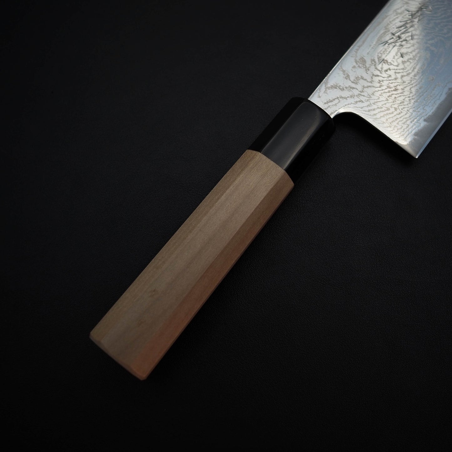 Yoshihiro AUS10 damascus nami nakiri 165mm (with saya) - Zahocho Japanese Knives