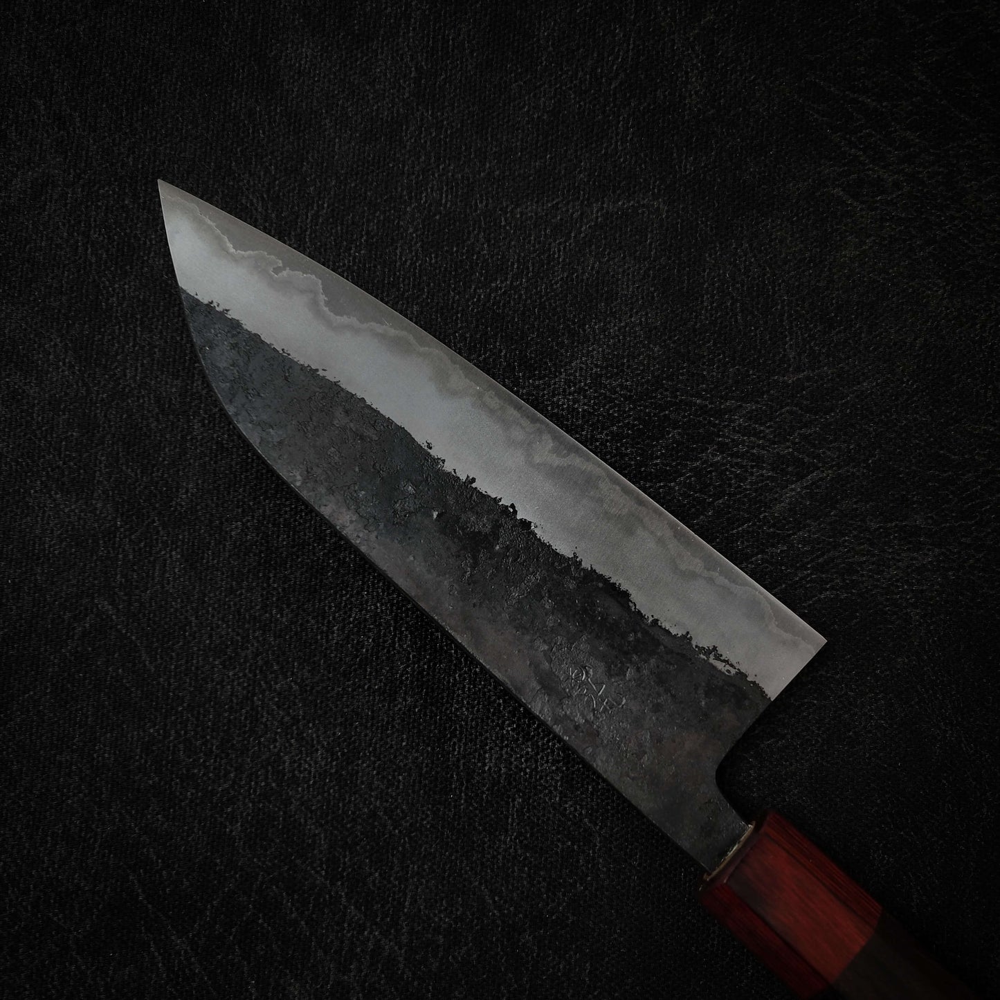 Nagaoke kurouchi shirogami #1 bunka 170mm (stainless clad) - Zahocho Japanese Knives