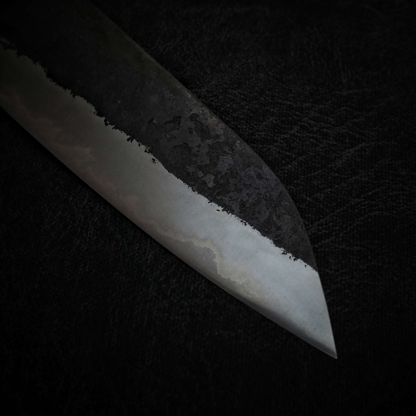 Nagaoke kurouchi shirogami #1 bunka 170mm (stainless clad) - Zahocho Japanese Knives