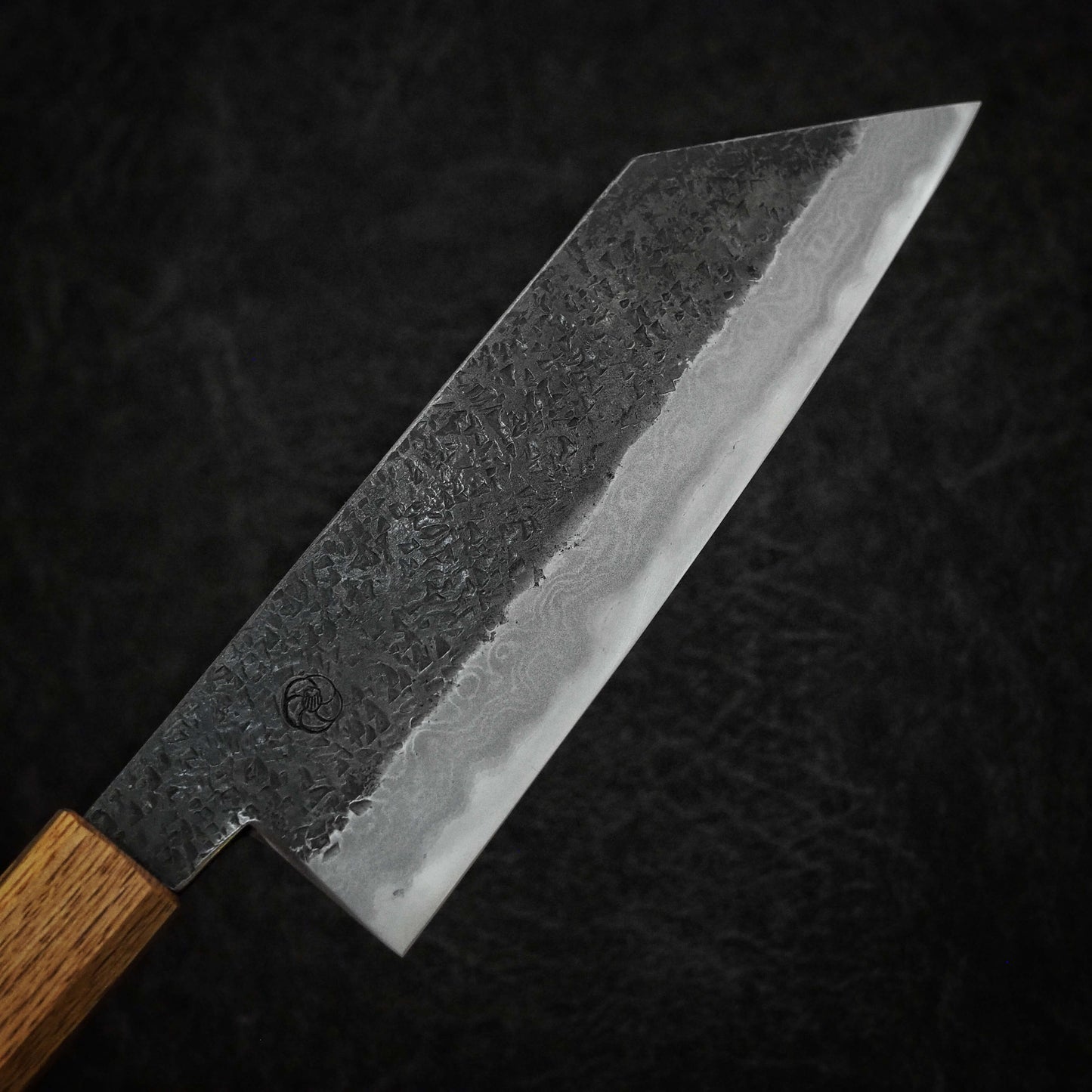 Miyazaki x Zahocho tsuchime kurouchi aogami #2 damascus 180mm hakata - Zahocho Japanese Knives