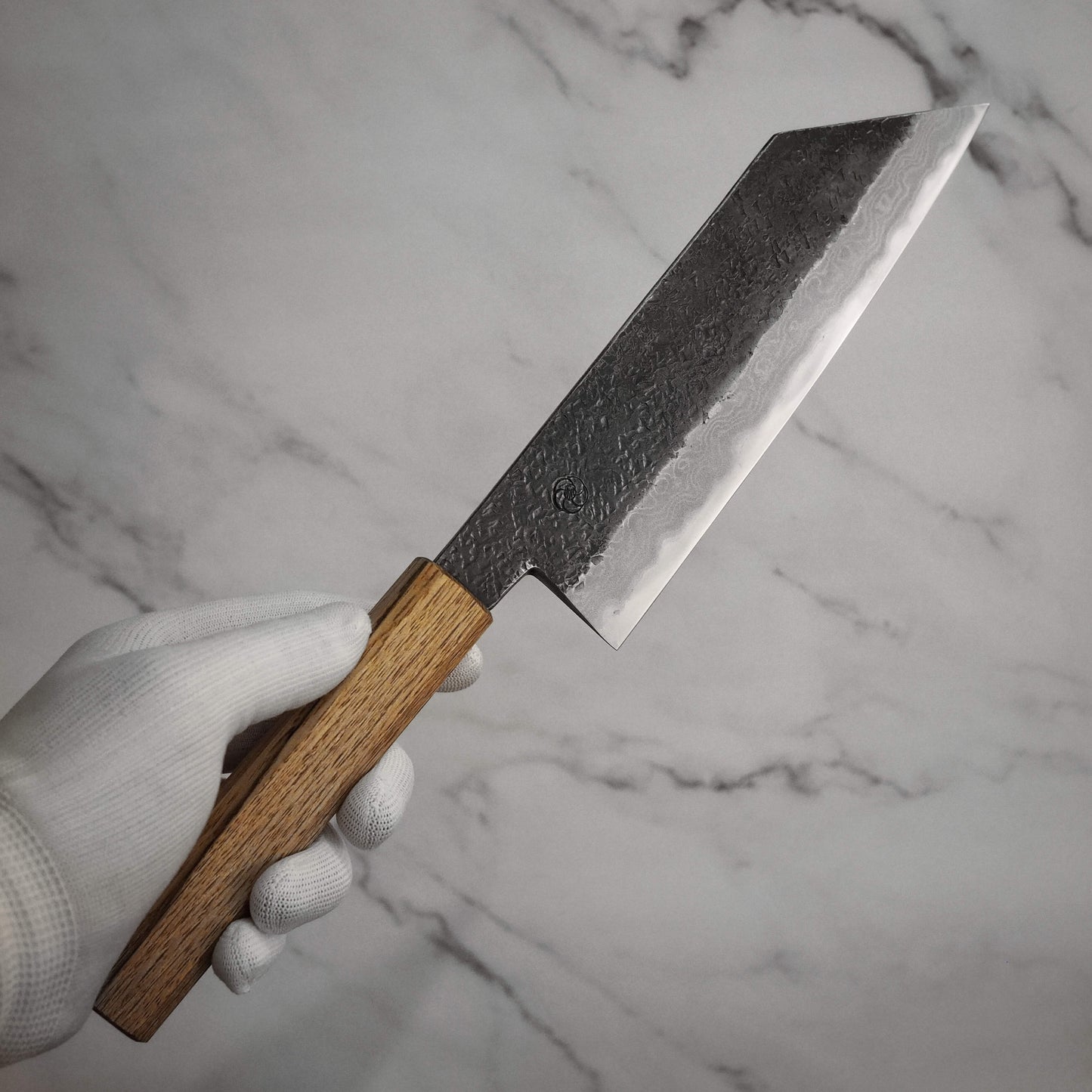 Miyazaki x Zahocho tsuchime kurouchi aogami #2 damascus 180mm hakata - Zahocho Japanese Knives
