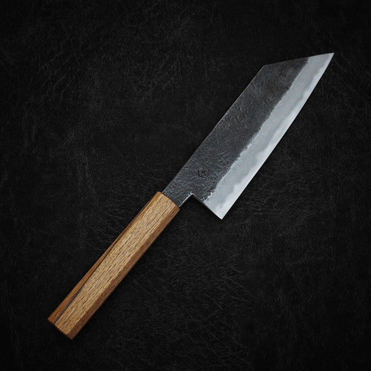 Miyazaki x Zahocho tsuchime kurouchi aogami #2 damascus 180mm hakata - Zahocho Japanese Knives