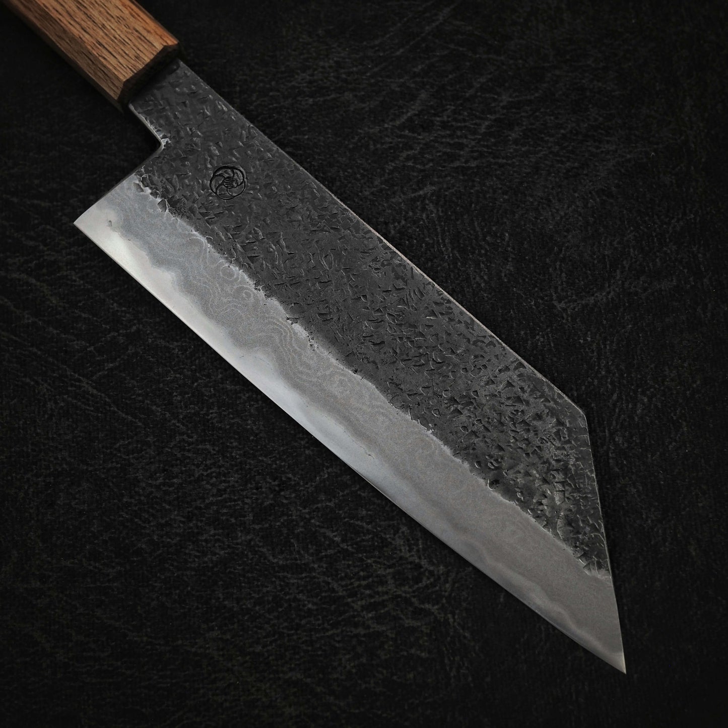 Miyazaki x Zahocho tsuchime kurouchi aogami #2 damascus 180mm hakata - Zahocho Japanese Knives