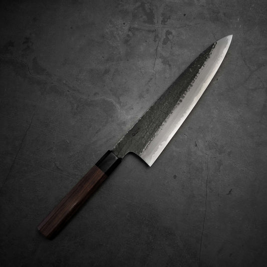 Nakagawa tsuchime kurouchi shirogami#1 tall gyuto 240mm - Zahocho Japanese Knives