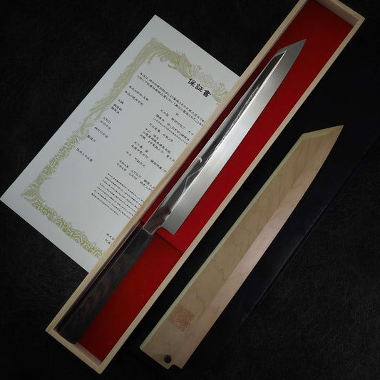 Nakagawa shirogami #2 honyaki kiritsuke yanagiba 300mm - Mt. Fuji hamon - Zahocho Japanese Knives