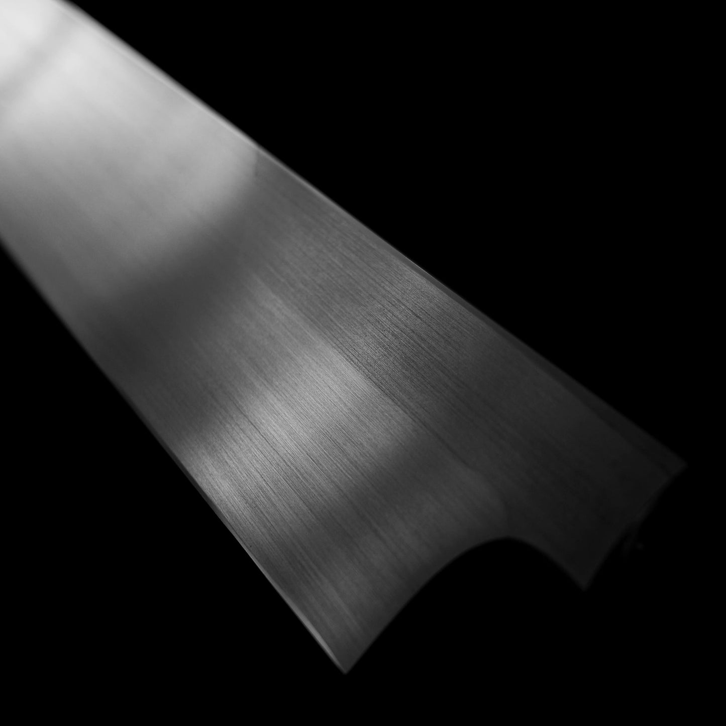Close-up view of 210mm Shigefusa kasumi usuba knife of back side