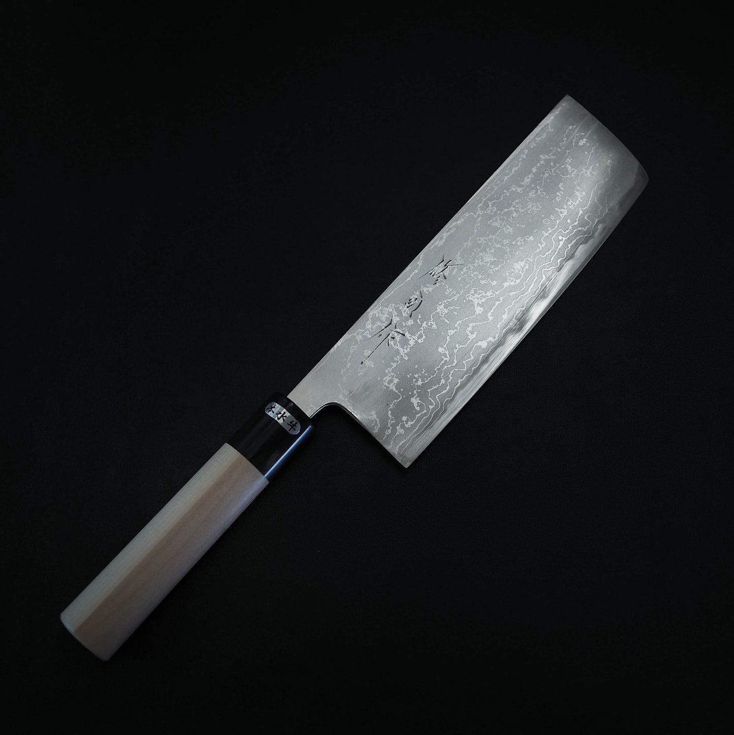 Toyama damascus aogami#2 nakiri 180mm - Zahocho Japanese Knives