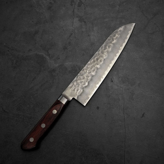 Top view of Tsunehisa tsuchime aogami super santoku 180mm