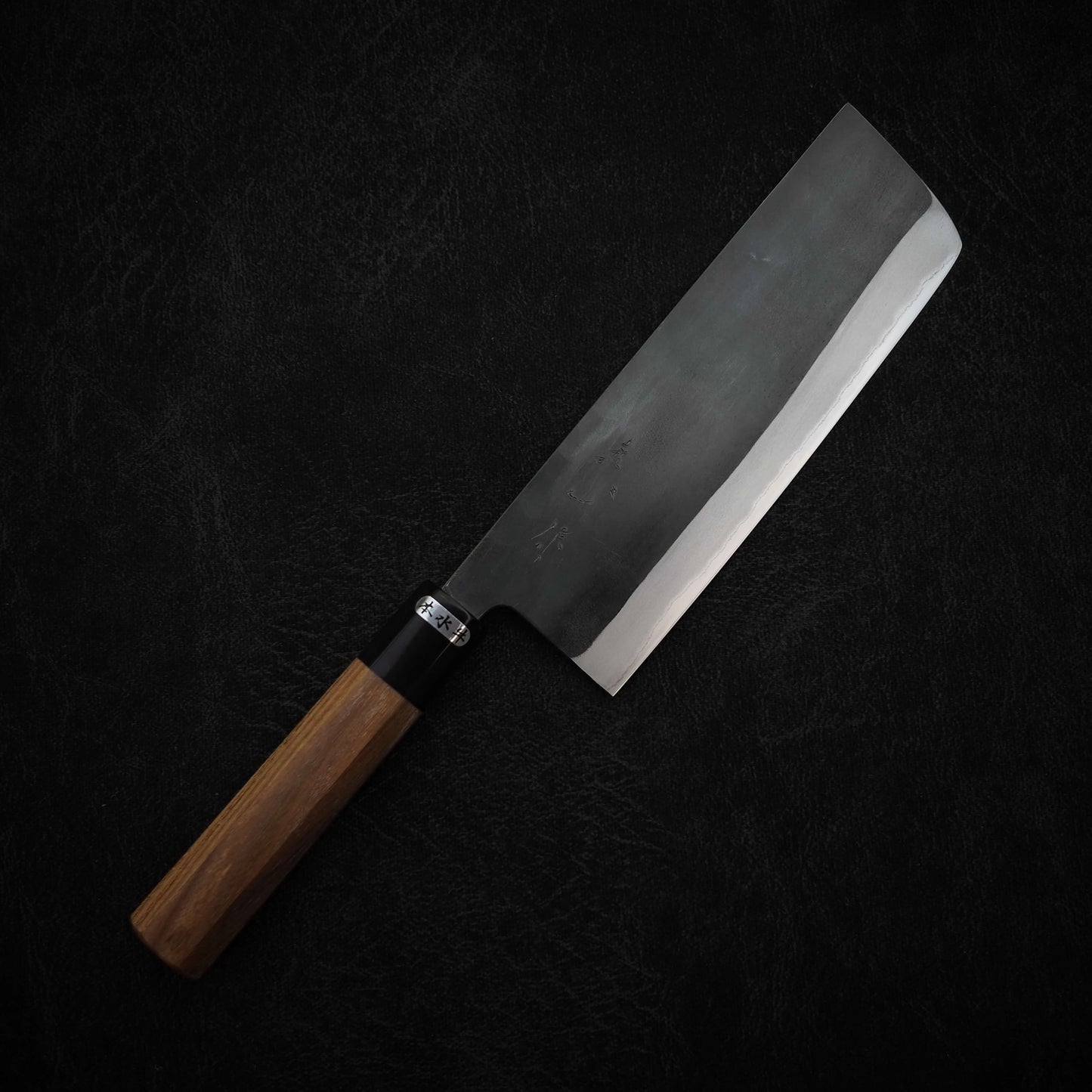 Watanabe Pro aogami #2 kurouchi 180mm nakiri (enju handle) - Zahocho Japanese Knives