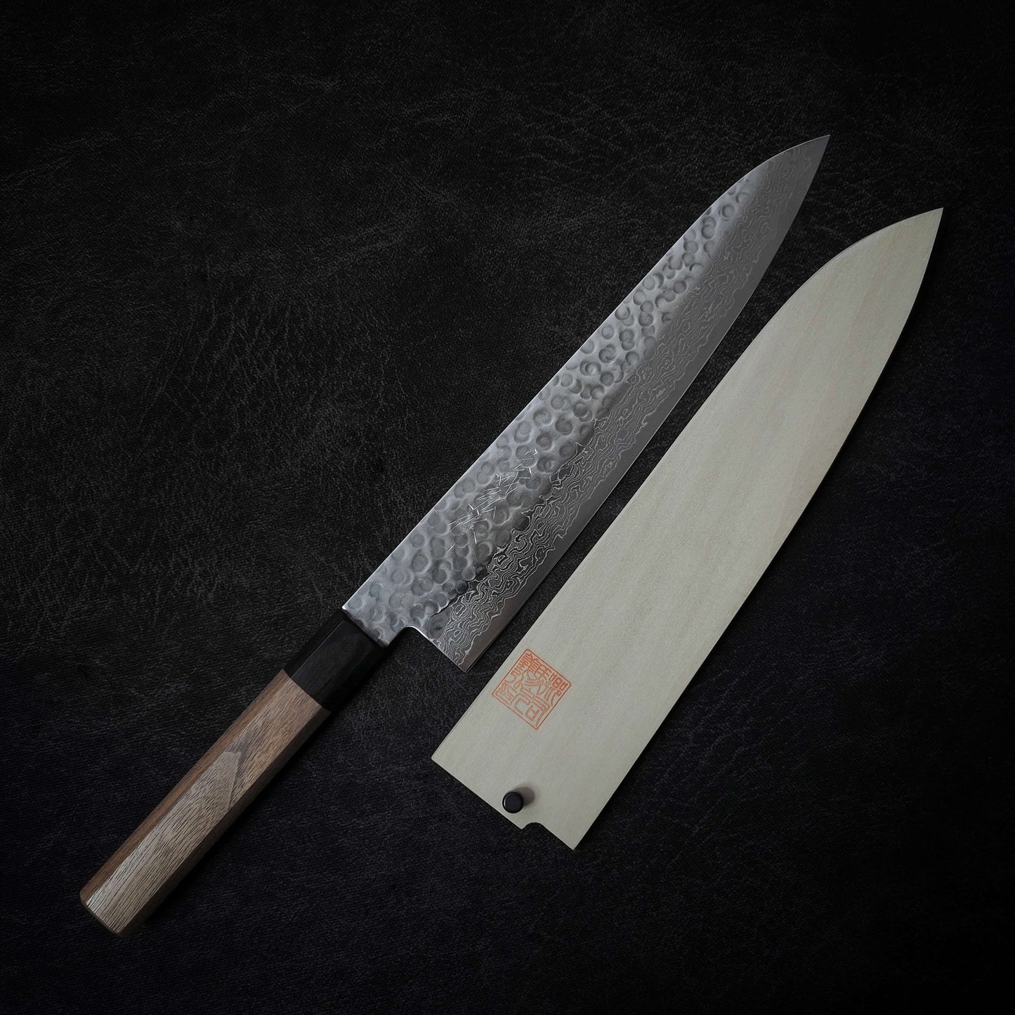 Yoshihiro tsuchime damascus VG10 240mm gyuto (with saya) - Zahocho Japanese Knives