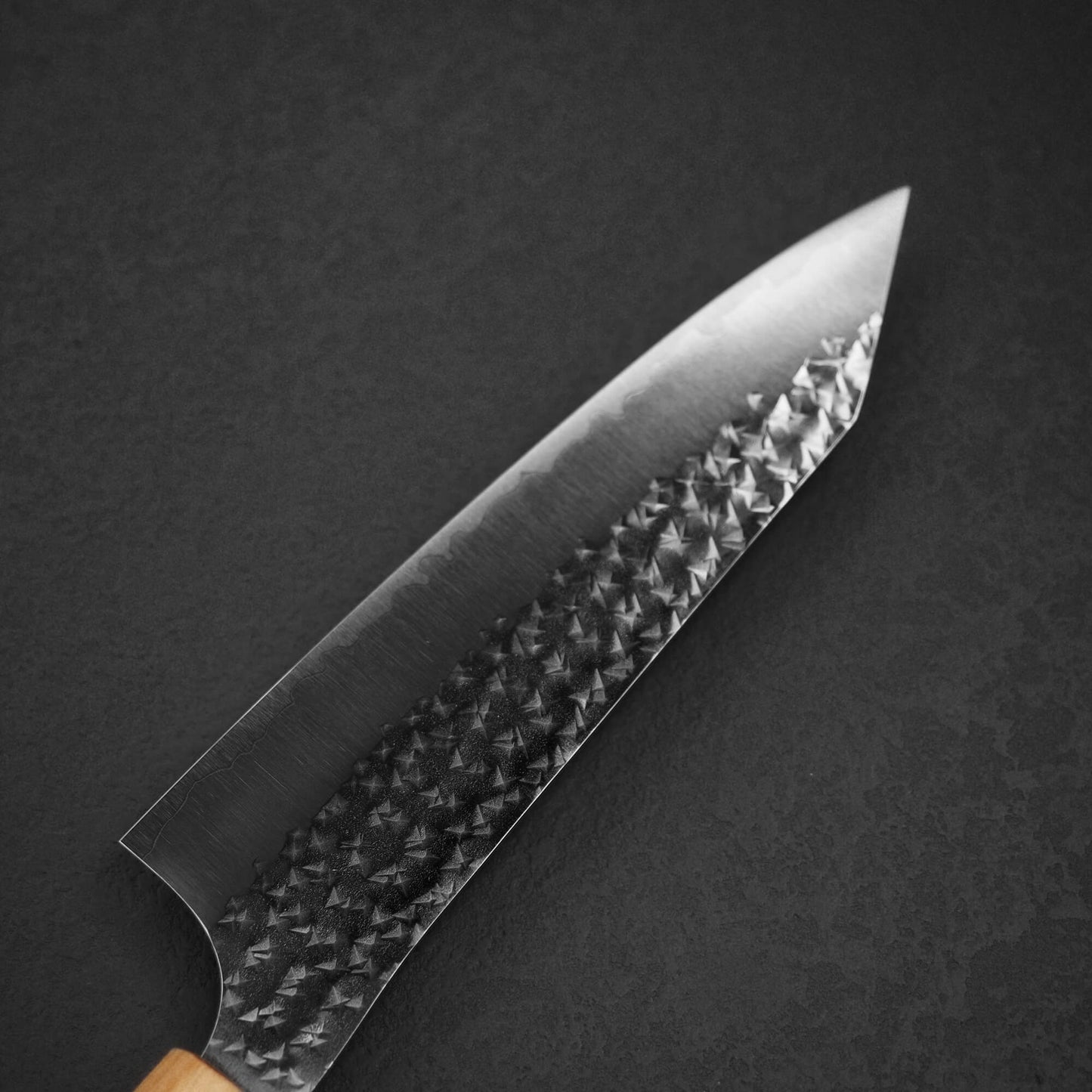 Top view of the back side of the blade of Yu Kurosaki SG2 Senko bunka 165mm