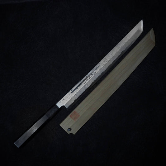 Nakagawa aogami #1 suminagashi 330mm sakimaru takohiki - Zahocho Japanese Knives
