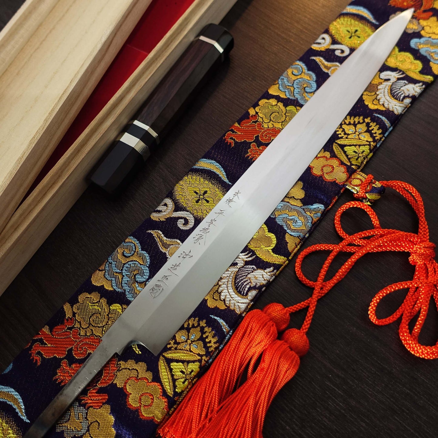 Okishiba Masakuni 330mm honyaki yanagiba - Zahocho Japanese Knives