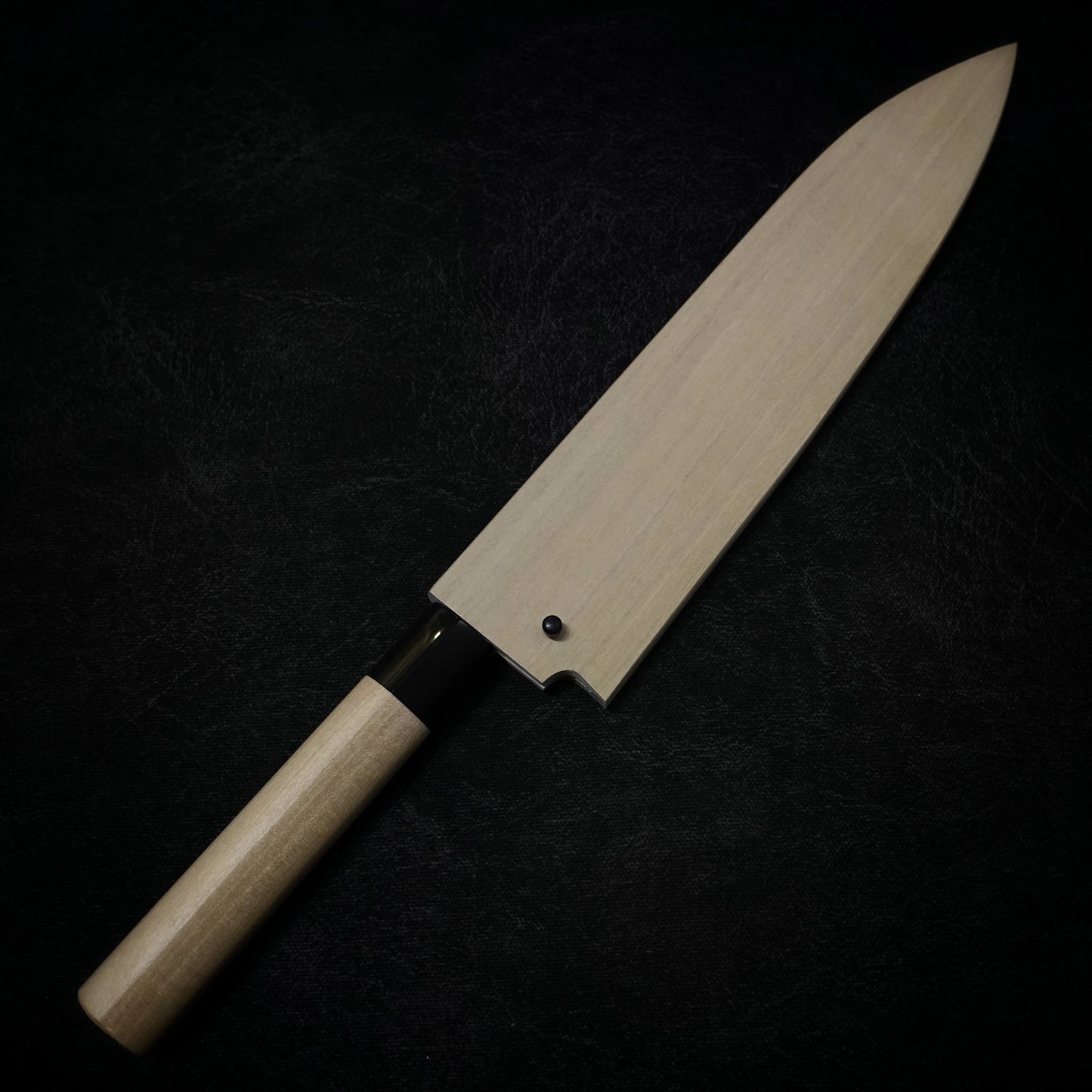 240mm Shigefusa kasumi wa-gyuto knife showing inside the magnolia saya
