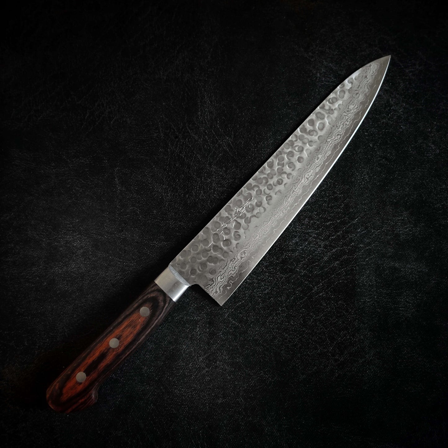 Yoshihiro tsuchime damascus VG10 240mm yo-gyuto - Zahocho Japanese Knives