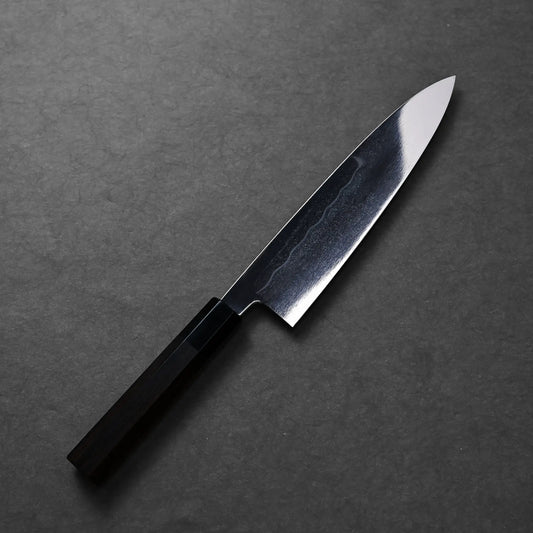 A Kenji Togashi aogami#1 mizuhonyaki gyuto 210mm with a dark handle.