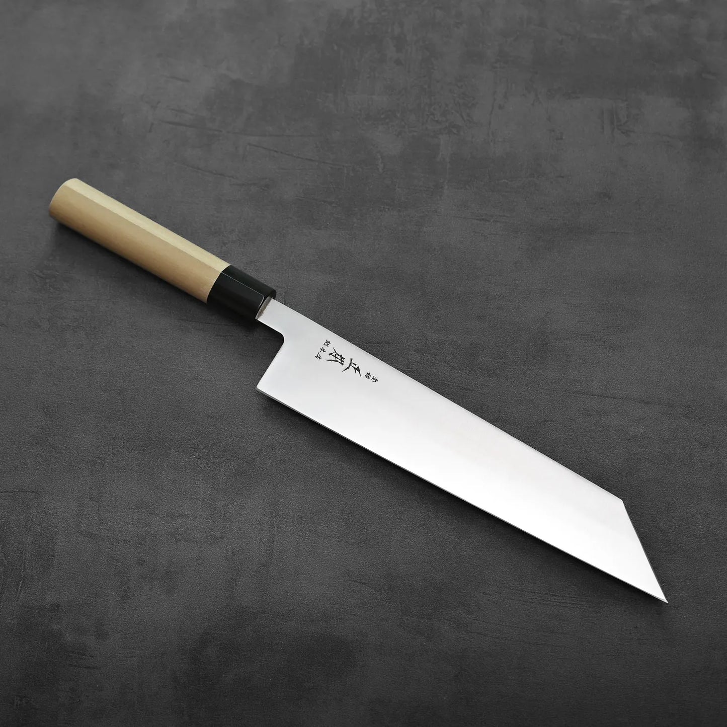 Kiritsuke gyuto with saya and a wooden handle.