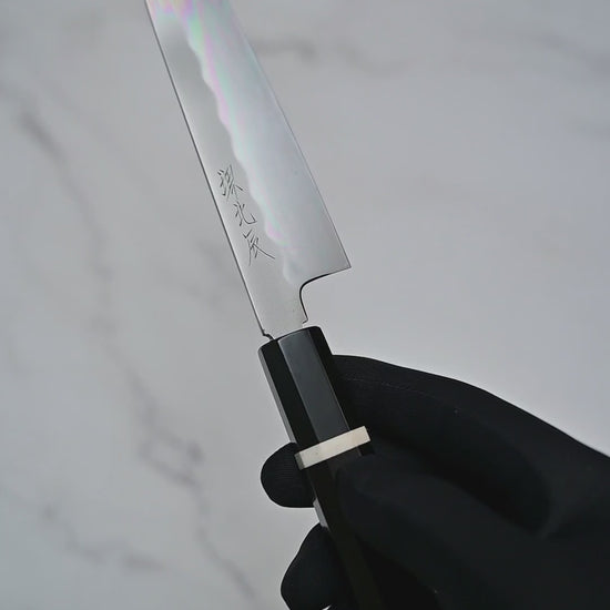 Video showing 150mm Yoshikazu Ikeda shirogami#3 petty knife