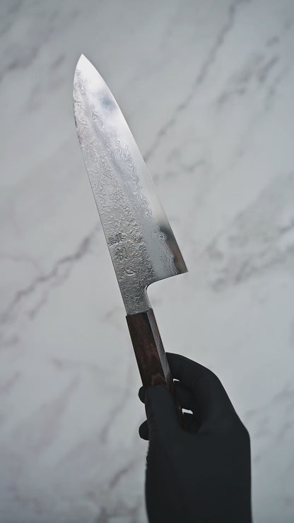 Yoshihide Masuda aogami#1 damascus santoku 180mm