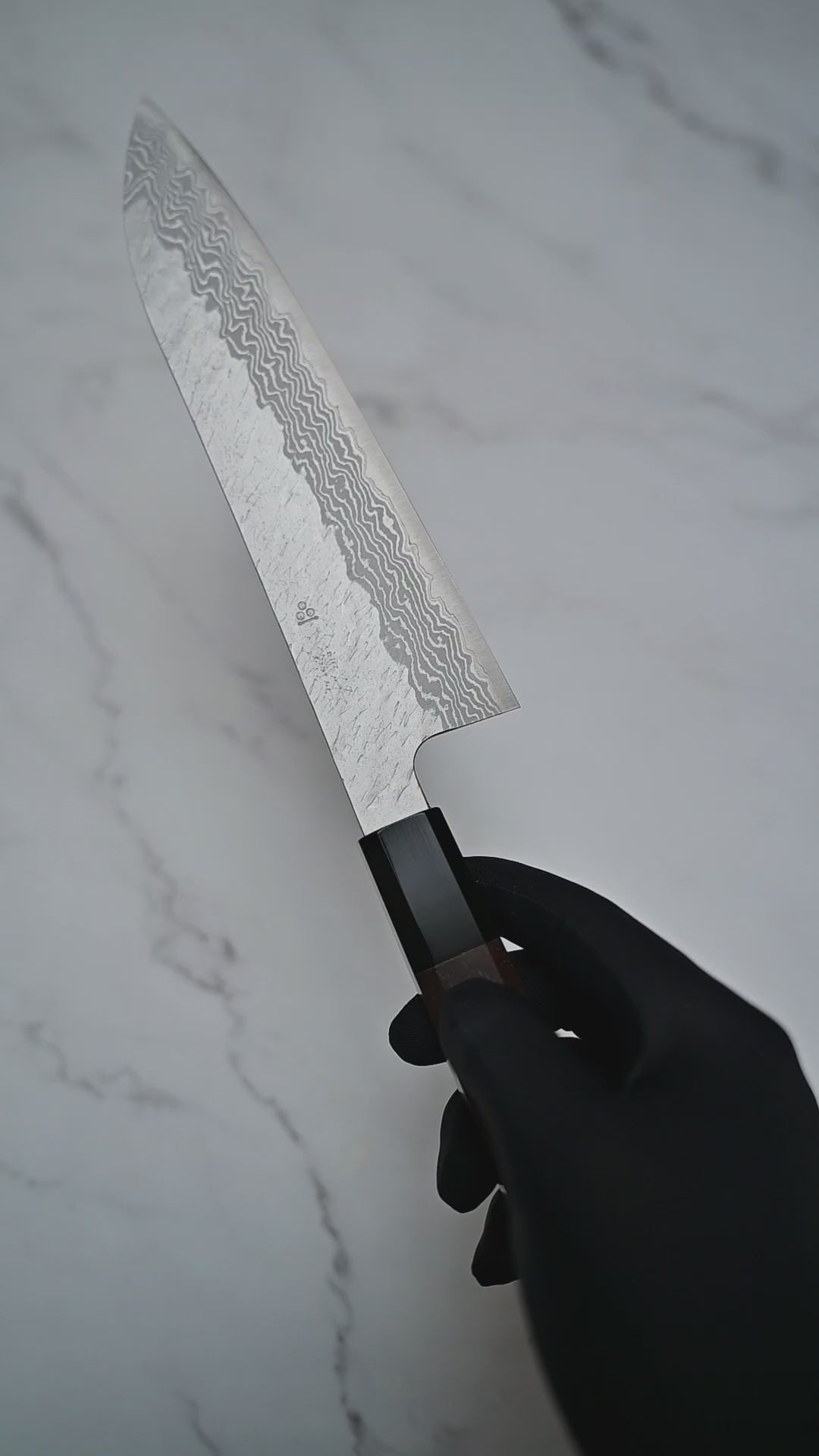 Video of 210mm Nigara tsuchime damacsus VG10 gyuto knife