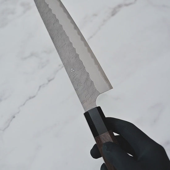 Video of 240mm Nigara tsuchime AS gyuto knife