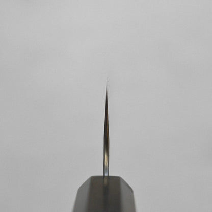 Close-up of kiritsuke gyuto tip with visible details and finish.