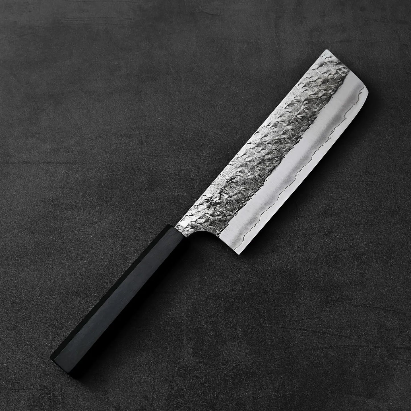 Yoshimi Kato Hyo SG2 nakiri 165mm with a textured blade and black handle.