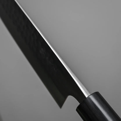 Close-up shot of the spine of 170mm Anryu knife tsuchime aogami#2 santoku