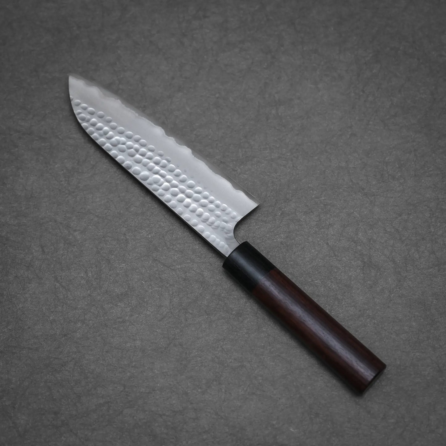 170mm Anryu knife tsuchime aogami#2 santoku exhibiting full blade contour