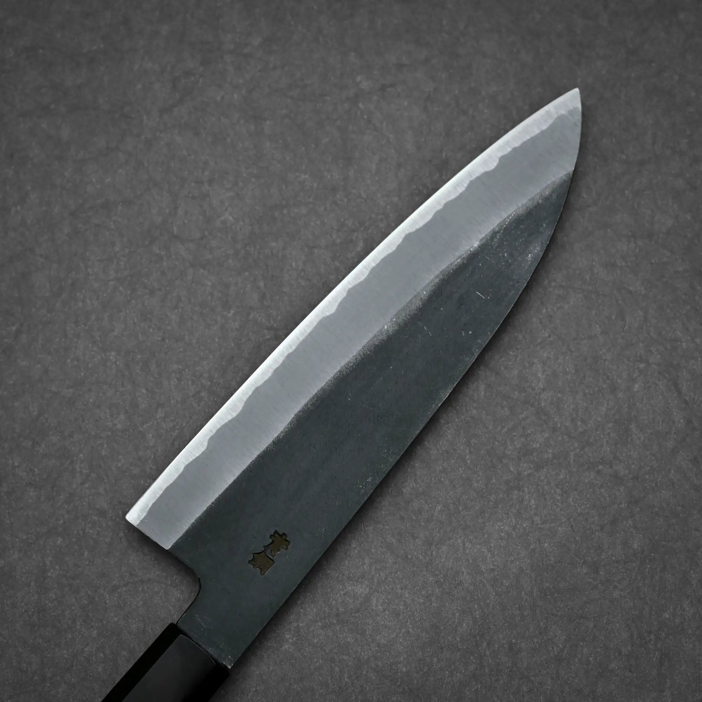 180mm Hatsukokoro Aosagi kurouchi aogami#2 santoku knife left side view