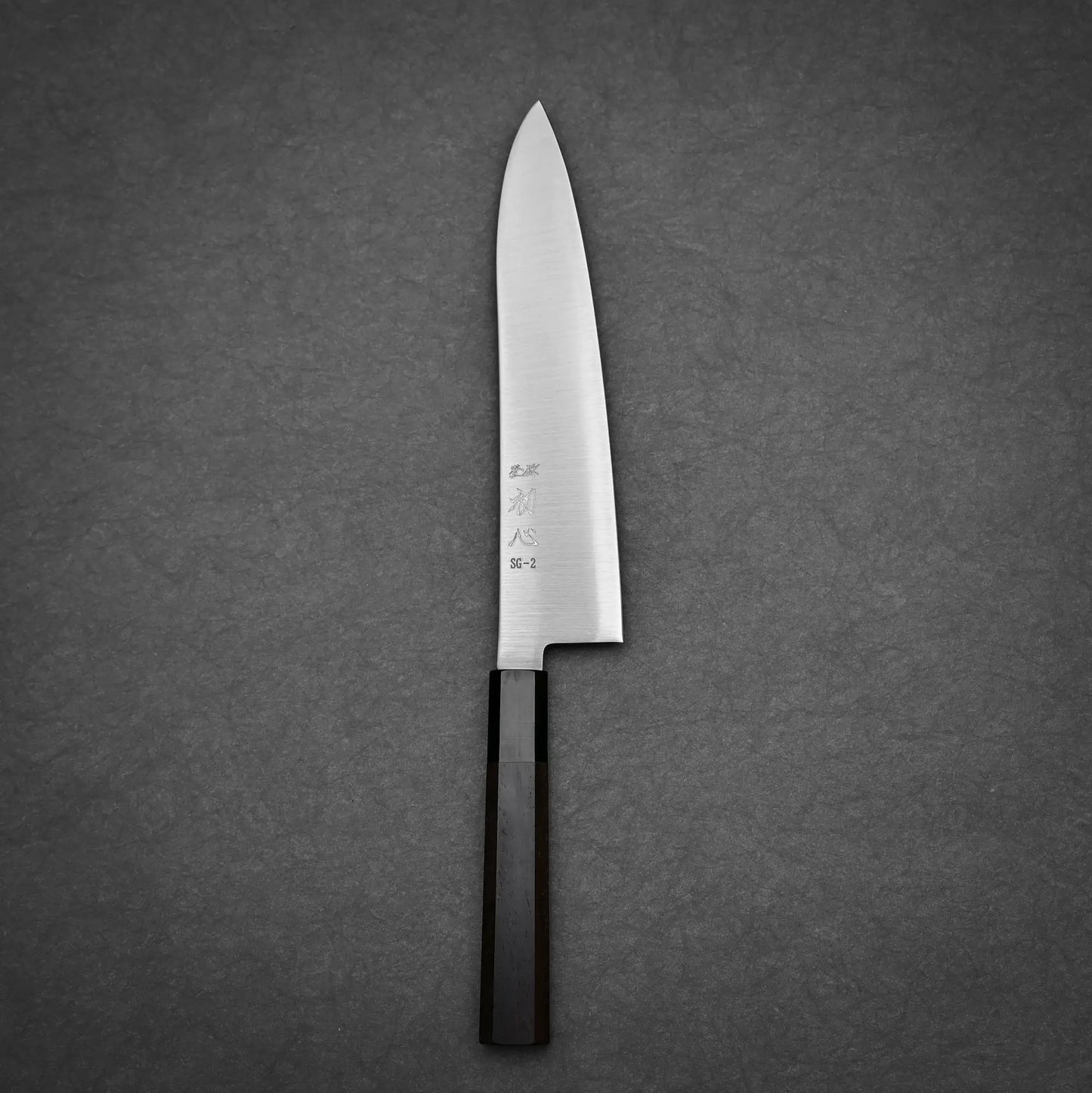 210mm Hatsukokoro Hayabusa SG2 gyuto knife showing full profile view