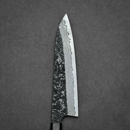 Nigara knife SLD kurouchi damascus 210mm gyuto primary side view