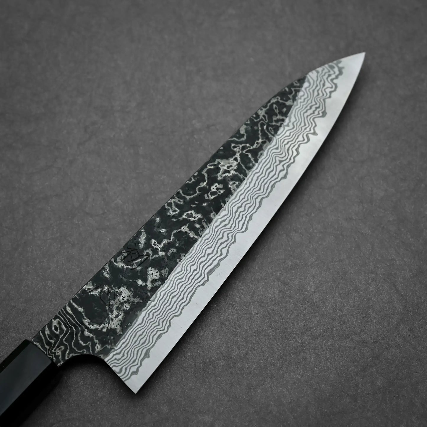 Nigara knife SLD kurouchi damascus 210mm gyuto right side view