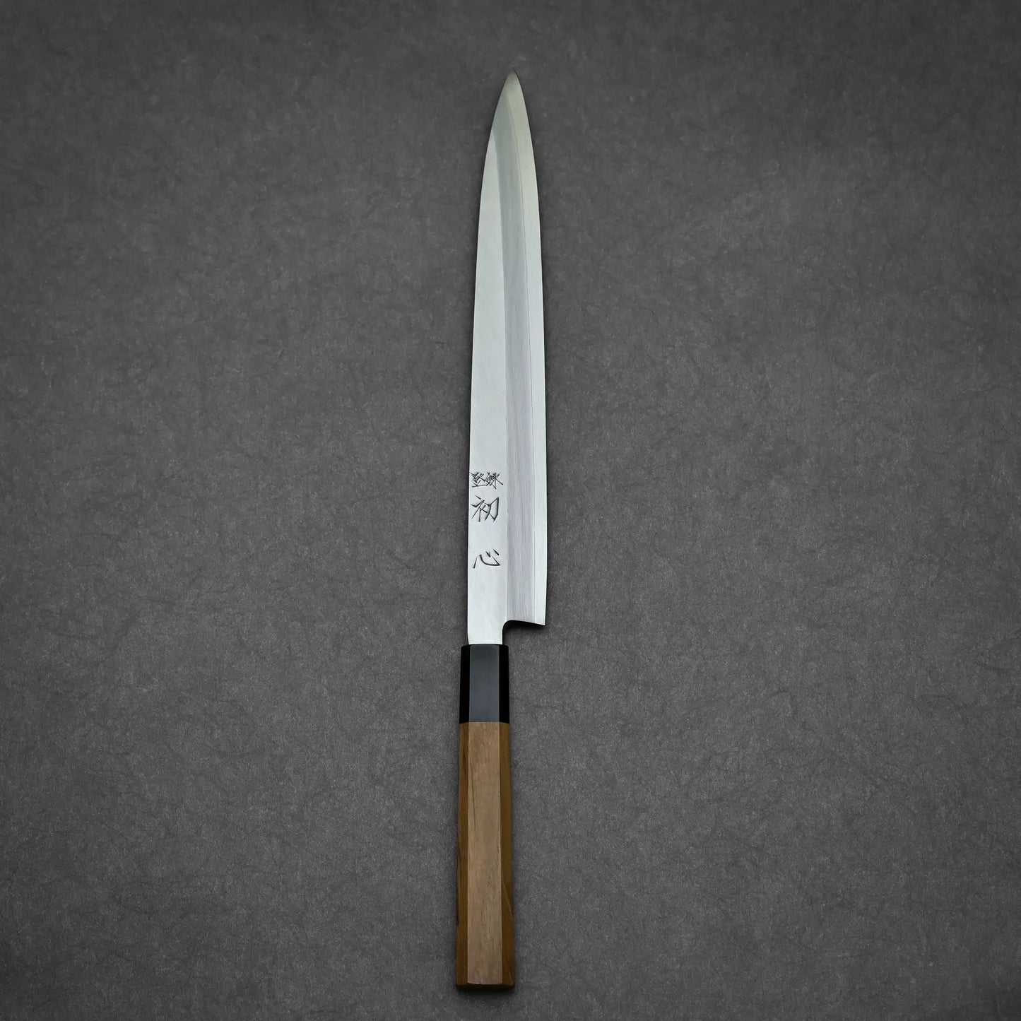 270mm Hatsukokoro Shirasagi ginsan yanagiba knife displaying full blade shape