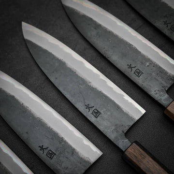 Hinokuni kurouchi shirogami#1 santoku 180mm – Zahocho Knives Tokyo